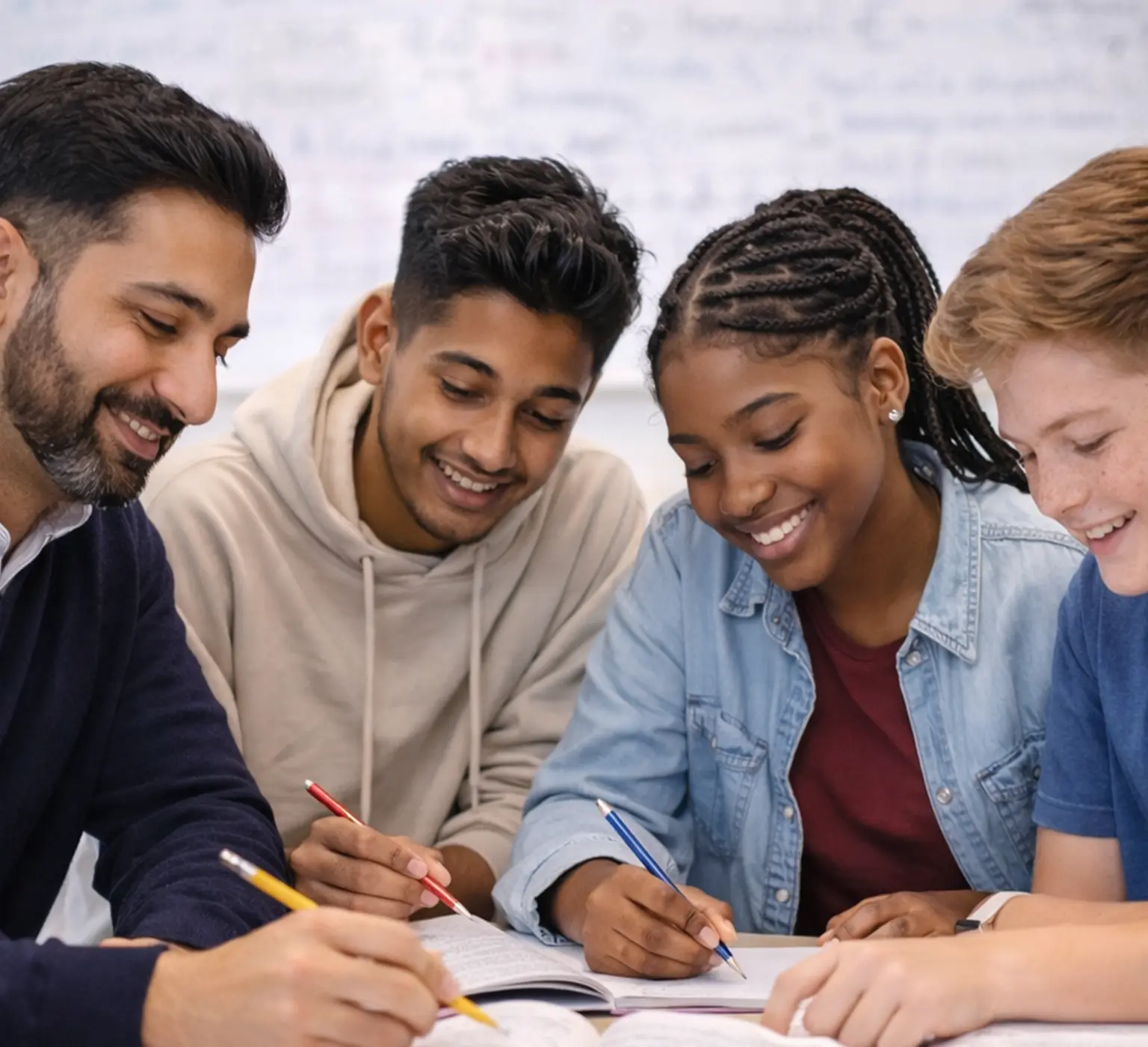 Tutor assisting students during a collaborative learning activity
