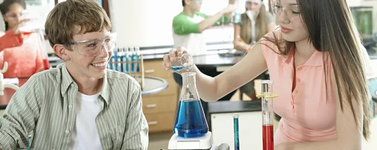 Sixth-form students in a science lesson